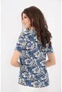 Bluza cu print floral bleu-alb