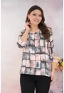 Bluza cu print geometric roz-gri