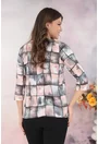 Bluza cu print geometric roz-gri