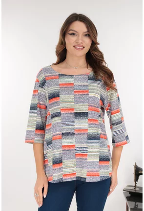 Bluza din bumbac cu print abstract multicolor