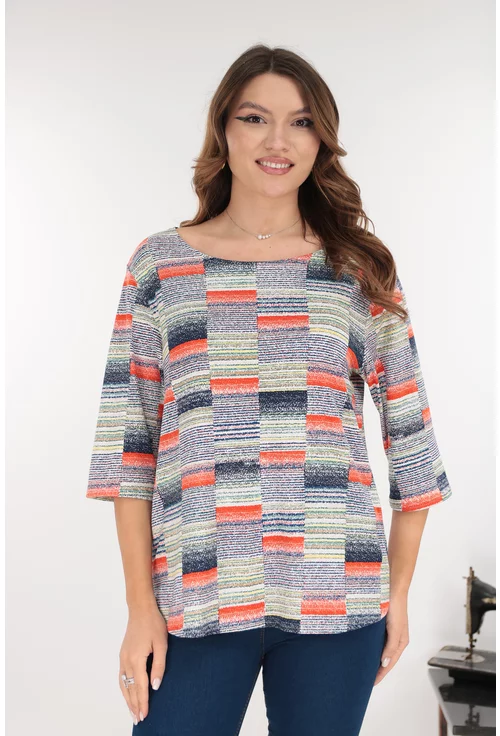 Bluza din bumbac cu print abstract multicolor