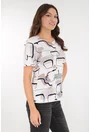 Bluza din vascoza alba cu print abstract gri