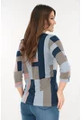 Bluza din vascoza cu imprimeu geometric bleumarin-gri