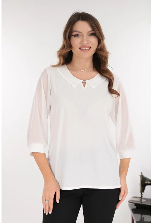 Bluza eleganta alba cu guleras