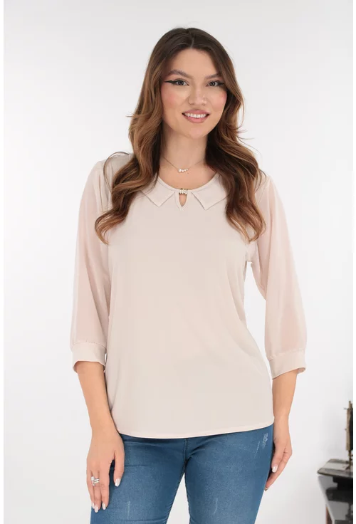Bluza eleganta bej cu guleras