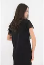 Bluza eleganta din satin negru cu volanase