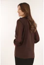 Bluza eleganta maro cu volanase la decolteu