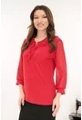 Bluza eleganta rosie cu volanase la decolteu