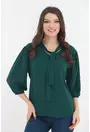 Bluza eleganta verde-smarald cu fundita la decolteu