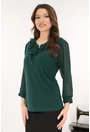 Bluza eleganta verde-smarald cu volanase la decolteu