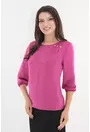 Bluza fucsia cu pliuri asimetrice din material tip matase satinata
