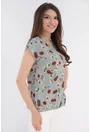 Bluza gri cu maci rosii