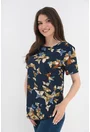 Bluza lejera bleumarin cu fluturi bej