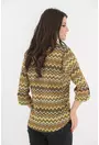 Bluza mustar cu print violet in zig-zag