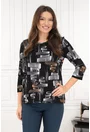 Bluza neagra cu imprimeu abstract alb