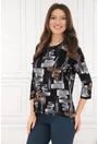 Bluza neagra cu imprimeu abstract alb