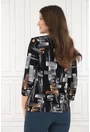 Bluza neagra cu imprimeu abstract alb