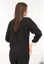 Bluza neagra cu insertii bej la decolteu si mansete