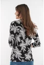 Bluza neagra din vascoza cu imprimeu floral alb