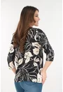 Bluza neagra din vascoza cu imprimeu floral bej