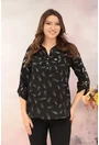 Bluza neagra din vascoza cu print argintiu