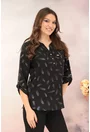 Bluza neagra din vascoza cu print argintiu
