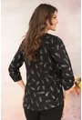 Bluza neagra din vascoza cu print argintiu