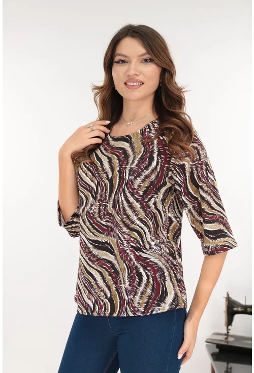 Bluza olive din bumbac cu print abstract grena