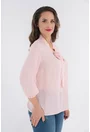 Bluza roz cu fundita si maneci 3/4