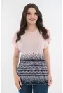 Bluza roz deschis cu bordura bleumarin la tiv