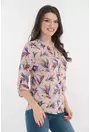 Bluza roz-pudra cu print floral multicolor