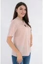 Bluza uni roz pudra cu funda