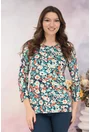 Bluza verde cu imprimeu floral bej