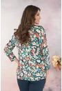 Bluza verde cu imprimeu floral bej