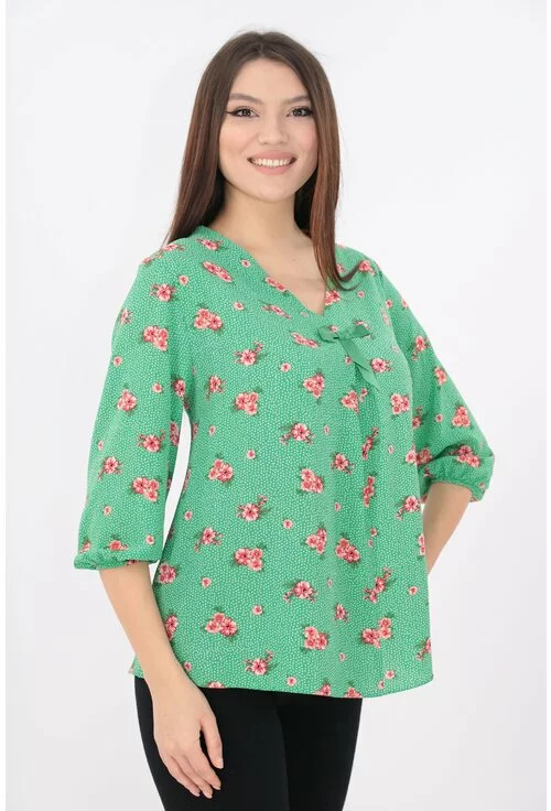 Bluza verde cu print floral