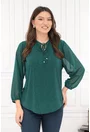 Bluza verde smarald cu glitter discret si fundita decorativa