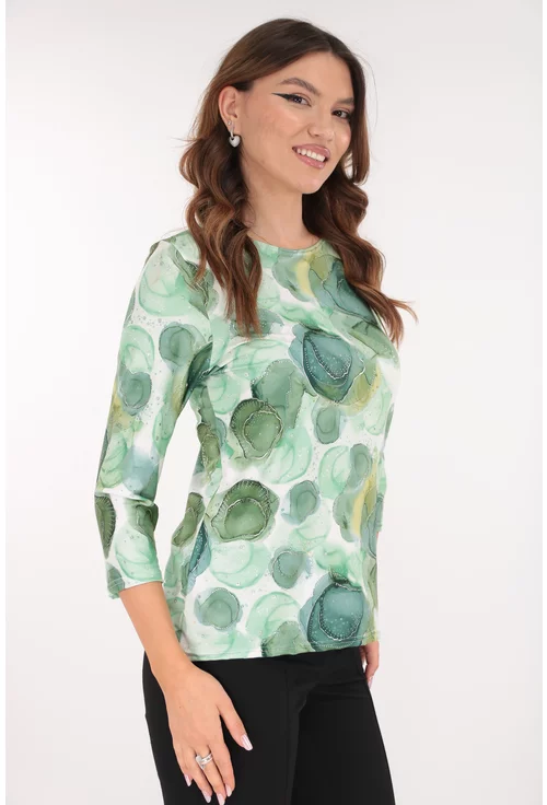 Bluza vernil din vascoza cu imprimeu abstract
