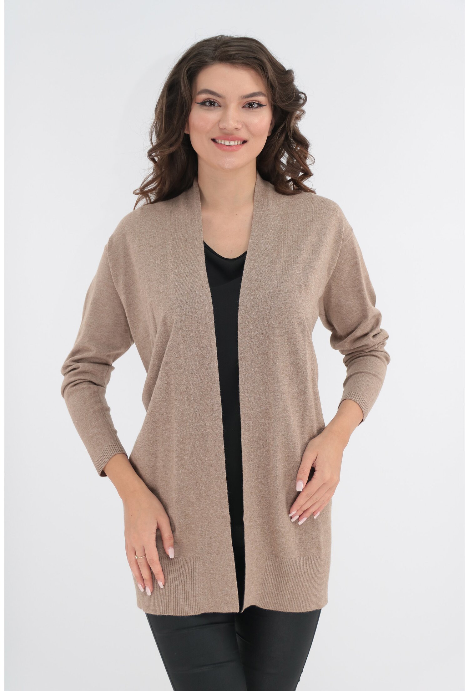 Cardigan bej din casmir, lana si bumbac