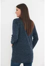 Cardigan bleumarin din jerse cu brosa