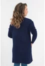 Cardigan bleumarin tricotat cu buzunare aplicate