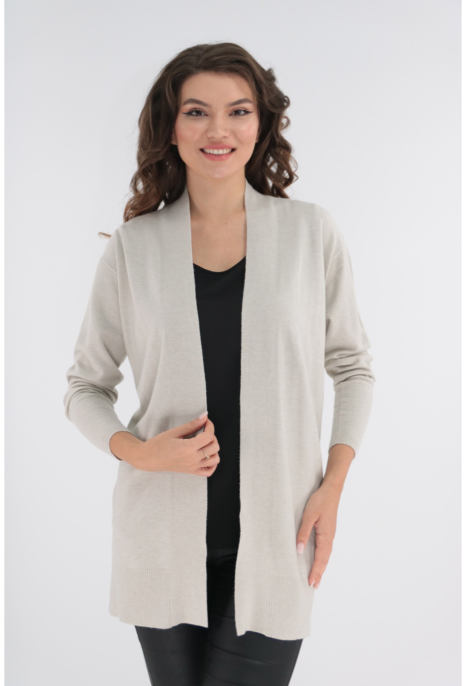 Cardigan crem din casmir, lana si bumbac