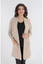 Cardigan crem tricotat cu buzunare aplicate