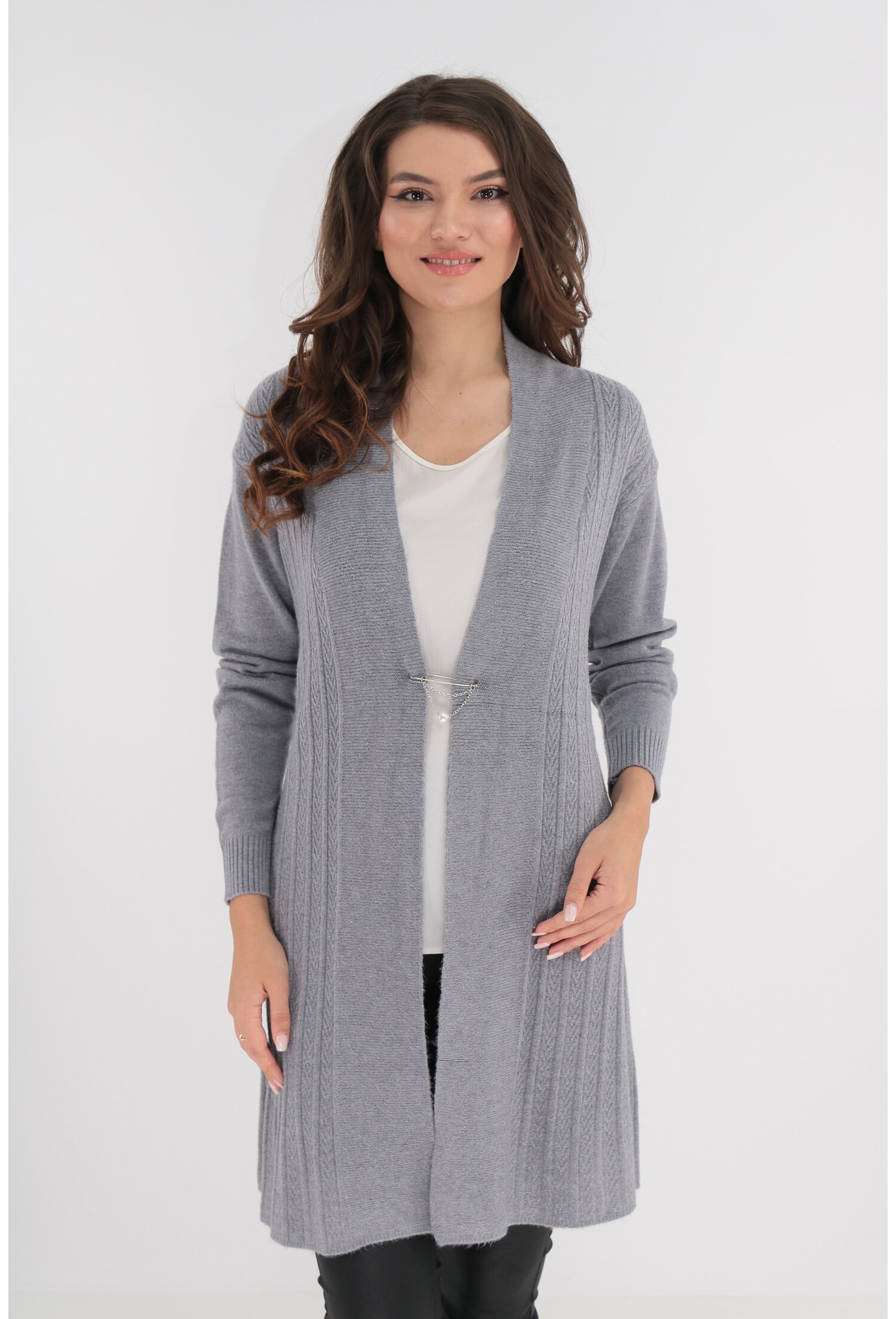 Cardigan gri tricotat model spic