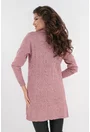 Cardigan roz-prafuit tricotat cu model in relief si brosa