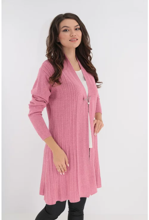 Cardigan roz tricotat model spic