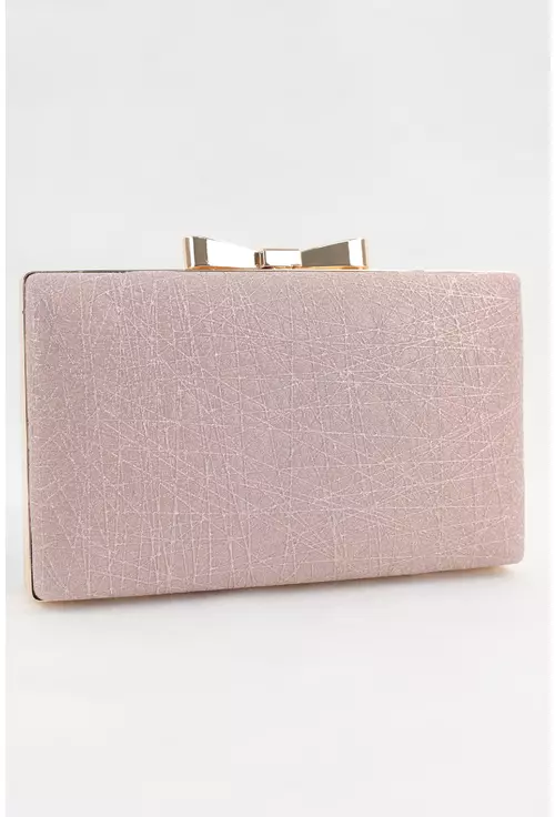 Clutch rose gold cu glitter si fundita metalica