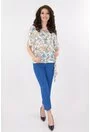 Costum elegant albastru format din bluza si pantaloni