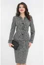 Costum pepit crem-negru cu broderie neagra