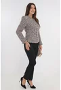 Costum - sacou roz din stofa bucle si pantaloni negri