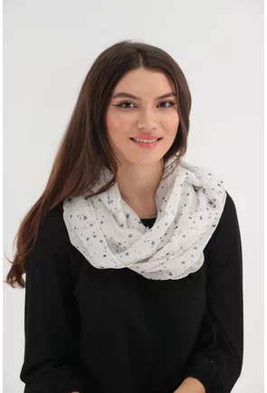 Esarfa circulara alba cu stelute